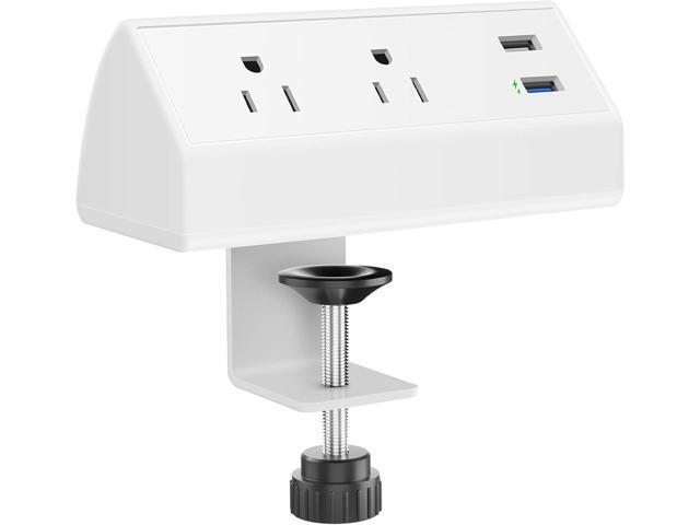 CCCEI Desk Power Strip with 20W USB C Fast Charge Port, Black 800J Surge Protector Clamp Desktop Outlet, Table Edge Mount Socket 10FT and Fit 1.6...