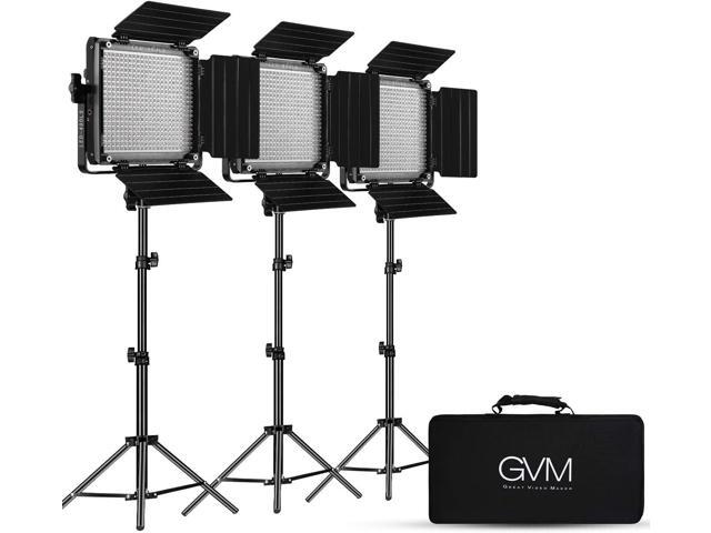 GVM 3 Pack LED Video Lighting Kits, Bi-Color Variable 2300K~6800K with Digital Display, 10~100% Brightness, CRI97+ TLCI97 Led Video Light Panel,...