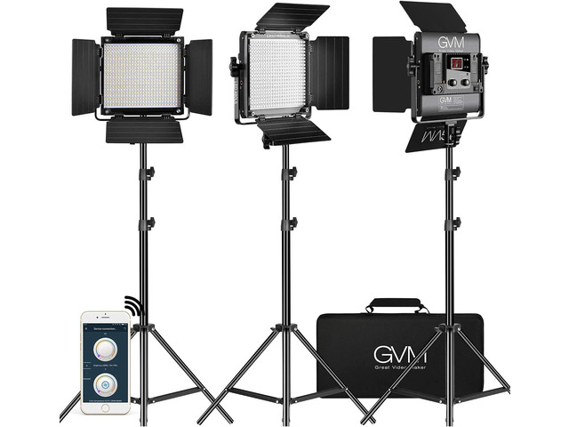 GVM 3 Pack LED Video Lighting Kits with APP Control, Bi-Color Variable 2300K~6800K with Digital Display Brightness of 10~100% for Video...