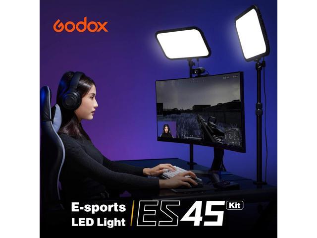Godox ES45 Key Light,LED Video Light with Extendable Desk Stand,2.4G Wireless Control,0-100% Brightness & 2800-6500K Color Temperature,E-Sports LED...