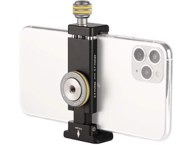 Metal Phone Clamp Tripod Mount Adapter - Smartphone Clip iPhone Mount Holder Bracket with Cold Shoe and Arca Swiss Quick Release Plate Compatible...