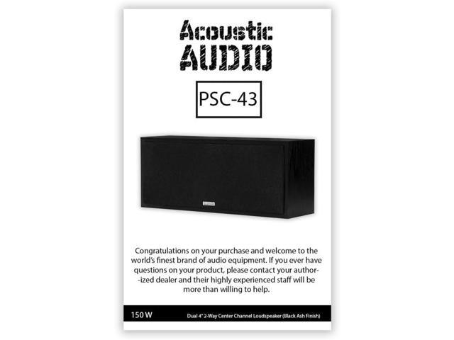 Acoustic Audio Psc-43 Dual 4' 2-Way Center Channel Loudspeaker 150 Watt - Black Ash Finish