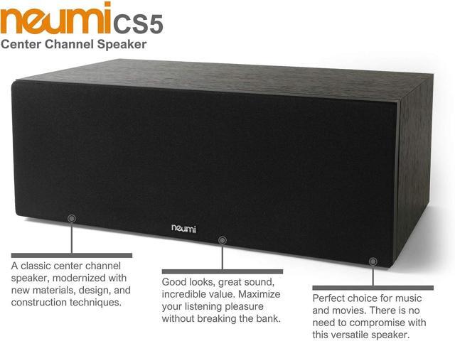 NEUMI CS5 Center Channel Speaker, Dual 5-Inch Woofers, 1-Inch Tweeter, Dark Wood, Single