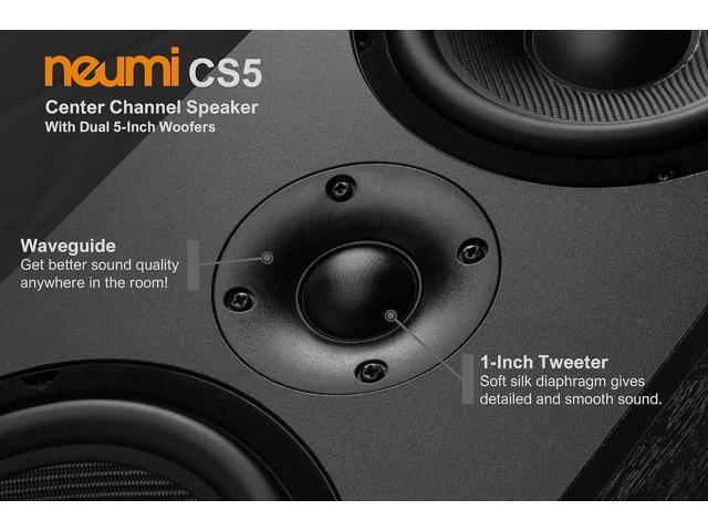 NEUMI CS5 Center Channel Speaker, Dual 5-Inch Woofers, 1-Inch Tweeter, Dark Wood, Single