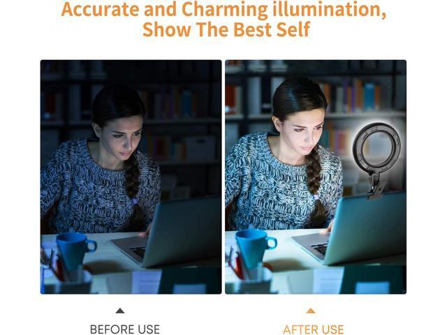 Video Conference Lighting Kit, Ring Light Clip on Laptop Monitor with 5 Dimmable Color & 5 Brightness Level for Webcam Lighting/Zoom...