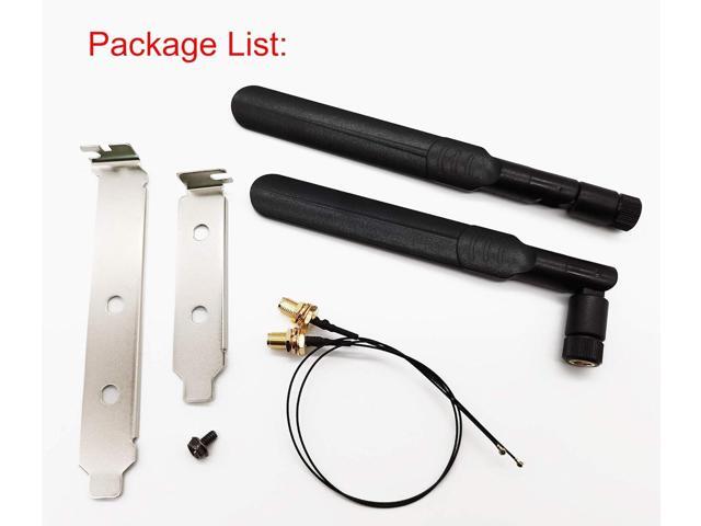 WiFi Antenna 8dBi RP-SMA Male 2.4Ghz 5.8Ghz Dual Band + 10in U. FL IPEX MHF4 to RP SMA Female Extension Cable for M.2 NGFF + Computer Back Slot...