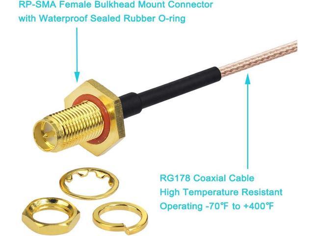 Bingfu Dual Band WiFi 2.4GHz 5GHz 5.8GHz 8dBi RP-SMA Male Antenna 30cm 12 inch RG178 U. FL IPX IPEX to RP-SMA Female Cable 2-Pack for WiFi Router...