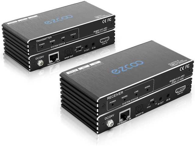 ROFAVEZCO HDBaseT HDMI ARC Extender 4K 60Hz HDR10 18Gbps - 230ft 1080P, 130ft 4K HDMI2.0 HDCP2.2 - Cat5e/Cat6, SPDIF Toslink, Bi-Directional...