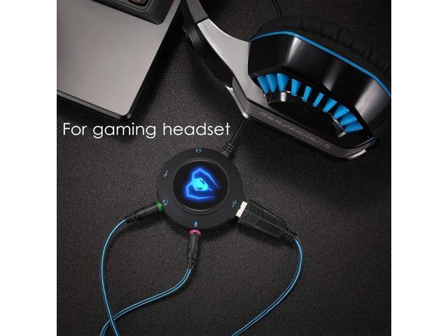 Micolindun External Sound Card USB Hubs Audio Adapter to USB Port & 3.5mm Audio & Micro Jack for PC Laptop. Plug and Play (Blue)