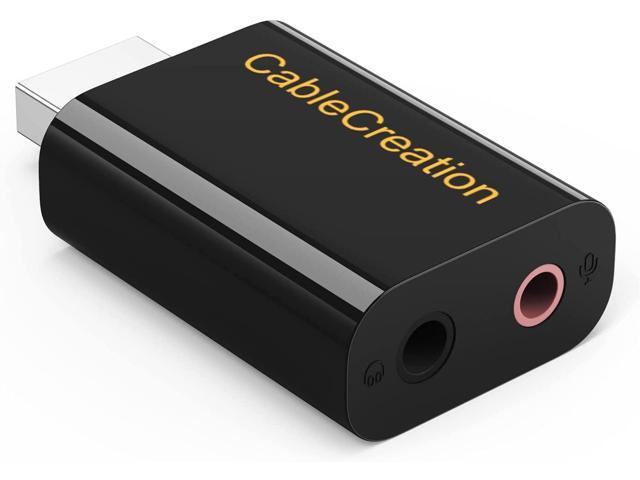 USB Audio Adapter with 3.5mm Jack, CableCreation USB External Stereo Sound Card with 3.5mm Earphone and Microphone for PS4, PS5, Windows, Mac,...
