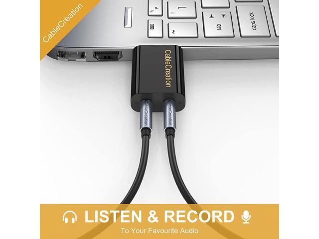 USB Audio Adapter with 3.5mm Jack, CableCreation USB External Stereo Sound Card with 3.5mm Earphone and Microphone for PS4, PS5, Windows, Mac,...