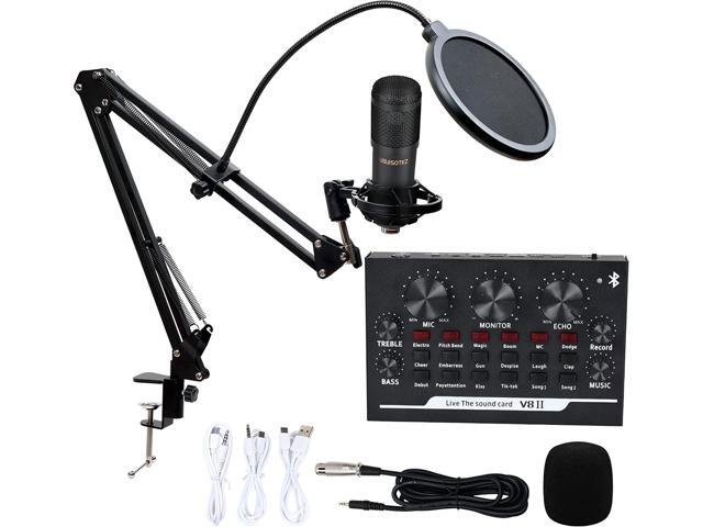 Podcast Equipment Bundle, BM-800 Mic Kit and V8 Live Sound Card with Audio Mixer, Mic for Gaming, Live Streaming, Podcasting, Music Recording, with...
