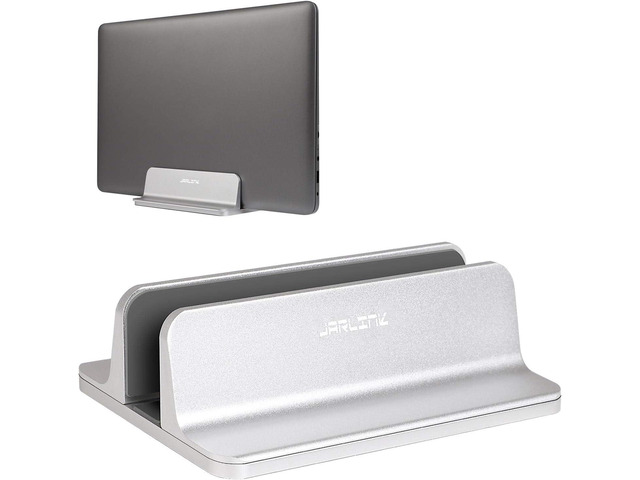 JARLINK Vertical Laptop Stand, Adjustable Aluminum Desktop Holder, Silver