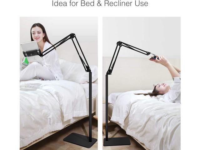 Tablet Floor Stand, Overhead Bed Phone Stand Angle Height Adjustable Holder, Universal Floor Stand Compatible with iPhone iPad Pro Air Mini,...