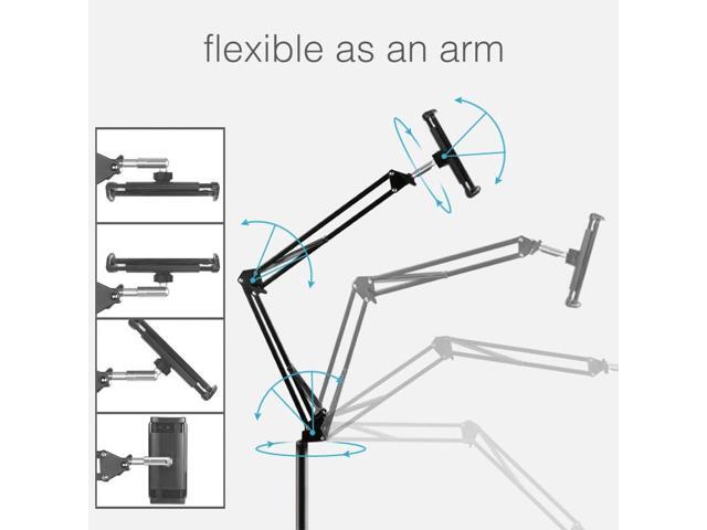 Tablet Floor Stand, Overhead Bed Phone Stand Angle Height Adjustable Holder, Universal Floor Stand Compatible with iPhone iPad Pro Air Mini,...