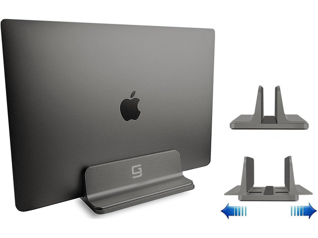 Vertical Laptop Stand for Desk [Adjustable] Sturdy Aluminum Dock Fits All Laptops (up to 20.3 inches) Space Saving, Modern Compact Holder,...