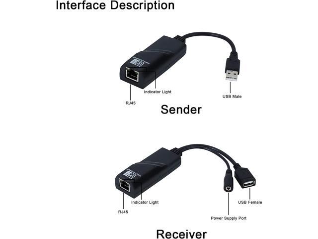 E-SDS USB 2.0 Extender to RJ45 Over Cat5 Cat5E Cat6 up to 196 Ft, USB Ethernet Extender Over Cat5/5E/6 Supports Windows/Mac/Vista, Plug and Play,...