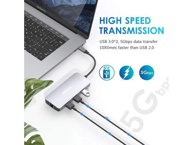 USB C Adapters for MacBook Pro/Air,Mac Dongle with 3 USB Port,USB C to HDMI, USB C to RJ45 Ethernet,MOKiN 9 in 1 USB C to HDMI Adapter,100W Pd...