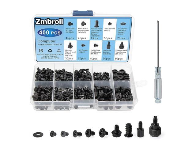 Z 400Pcs Computer Screws Standoffs Kit SSD Screw for Universal Motherboard PC Computer Case Screw Fan CD-ROM with Screwdriver