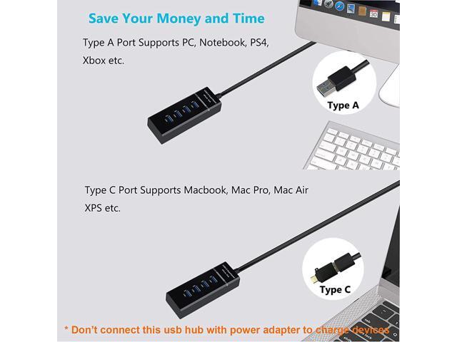 PS4/PS5 USB Hub, ApexOne 4-Port USB 3.0 Hub High Speed 5Gbps USB Splitter Adapter for PS4/PS5, Xbox One/360, Mouse, Keyboard, Laptop, Notebook PC,...