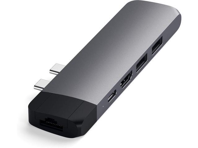 Satechi Type-C Pro Hub Adapter with Ethernet - 4K HDMI, USB-C PD, Gigabit Ethernet, USB 3.0, Micro SD Card Slot - for M2/ M1 MacBook Pro/Air (Space...
