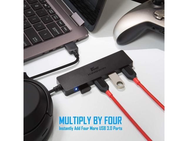 Kingwin USB Hub 4 Port USB 3.0 Data Hub for Mobile SSD, MacBook, Mac Pro/ Mini, iMac, Chromebook, Surface Pro, USB Flash Drives, Notebook PC, XPS,...