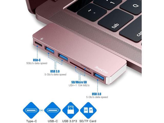RayCue USB C Hub Adapter for MacBook Pro/Air M1 M2 M3 2023-2016, 6 in-1 USB-C Accessories Compatible with MacBook Pro 13 and 15 with 3 USB 3.0...