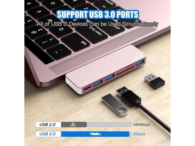 RayCue USB C Hub Adapter for MacBook Pro/Air M1 M2 M3 2023-2016, 6 in-1 USB-C Accessories Compatible with MacBook Pro 13 and 15 with 3 USB 3.0...
