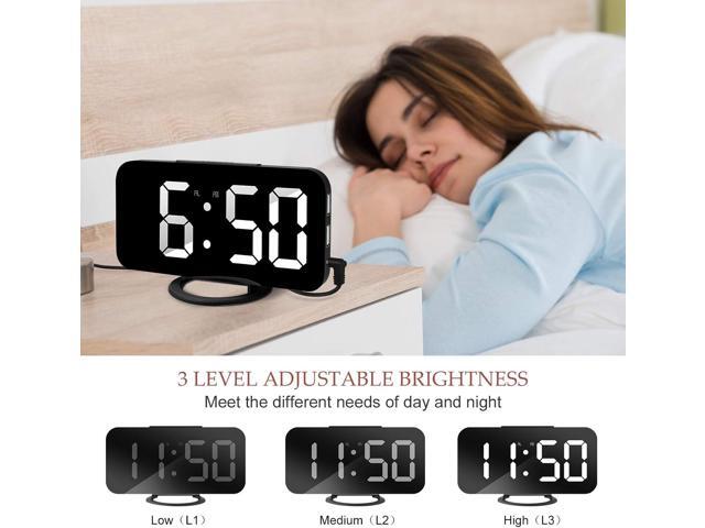 Digital Alarm Clock, Large LED Mirror Display,2 USB Charging Ports,Auto Adjustable Brightness,Aesthetic Modern Clocks for Bedroom Living Room...