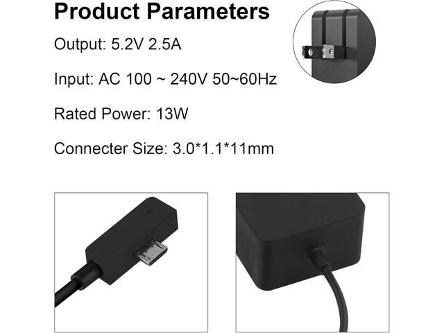 Surface 3 Charger 13W 5.2V 2.5A AC Power Adapter Charger Cord Replacement for Microsoft Surface 3, Model 1623 1624 1645 Tablet with USB Charging...