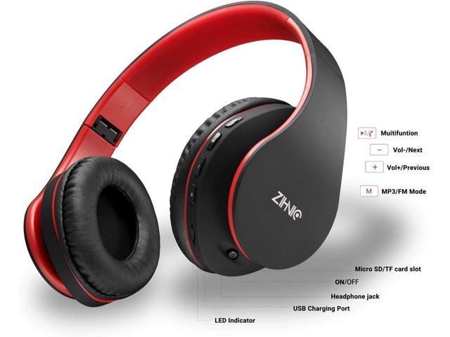 ZIHNIC Bluetooth Headphones Over-Ear, Foldable Wireless and Wired Stereo Headset Micro SD/TF, FM for Cell Phone,PC,Soft Earmuffs &Light Weight for...