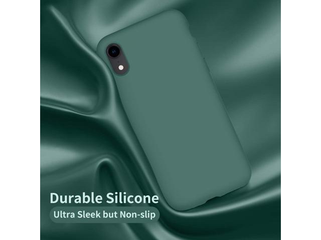for iPhone XR Case, Silicone Ultra Slim Shockproof Phone Case with [Soft Anti-Scratch Microfiber Lining], 6.1 inch, Midnight Green