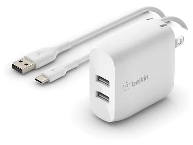 Belkin - 24W Dual Port USB Wall Charger with USB-C Cable - Fast Charging for iPhone, Galaxy , Pixel & More - White - image 7