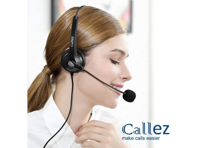 USB Headset with Microphone Noise Cancelling & Audio Controls, Stereo Computer Headphones for Business Skype UC Lync Softphone Call Center Office,...