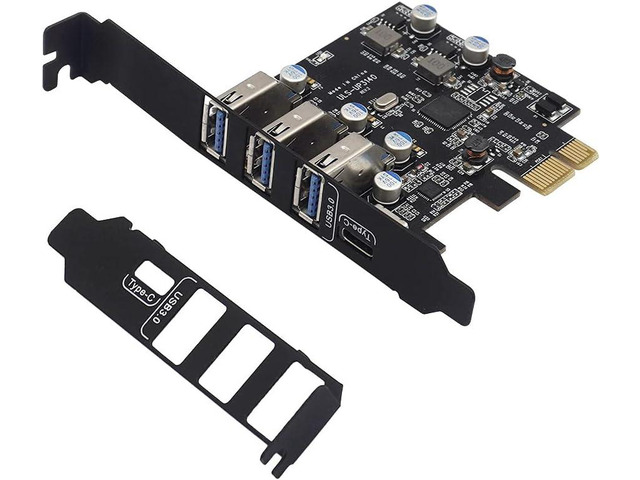 PCI-E to USB 3.0 4 Ports(1 X USB-C - 3 X USB-A) Expansion Card, PCI Express USB Add in Expansion Card, Internal USB3 Hub for Desktop PC Host Card...