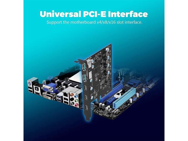 PCIe to USB 3.2 Gen 2 Adapter Card with 20 Gbps Bandwidth 5-Port (3X USB C -2X USB A) PCI Express Expansion Card Internal USB Hub PCI-E Add-on...