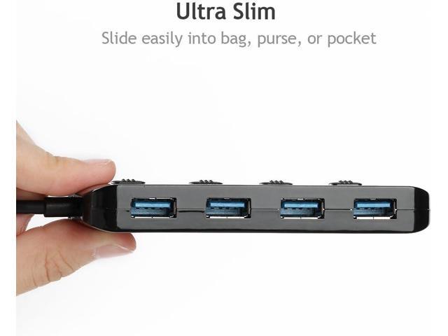 Multi USB Port Expander, LYFNLOVE Ultra Slim USB Hub 3.0, 4-Ports USB Splitter High-Speed USB Data Hub with Individual On/Off Power Switches for...