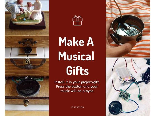 Icstation Recordable Sound Module, Button Control Sound Chip 8M MP3 WAV Music Voice Player Programmable Board with Speaker for DIY Birthday Music...