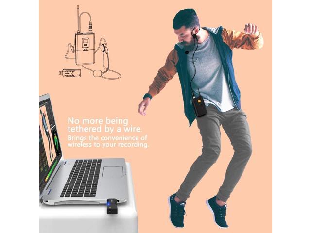 FIFINE Wireless Microphones for Computer, USB Wireless Microphone System for PC and Mac, Headset UHF System with USB Receiver,Transmitter, Headset...