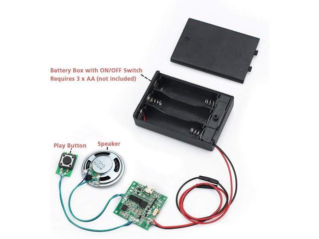 Sound Module Button Control Music Voice Player Programmable Talk Chip Musical 8MB MP3 WAV USB Downloadable with AA Battery Box + USB Cable for DIY...