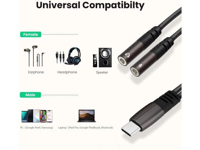 USB C Microphone Adapter, USB C to 3.5mm Combo 3.5mm Hi Fi Audio & Mic Jack Splitter Compatible with iPad Pro, iPad Air, MacBook, Pixel 7 6 Pro 5 4...