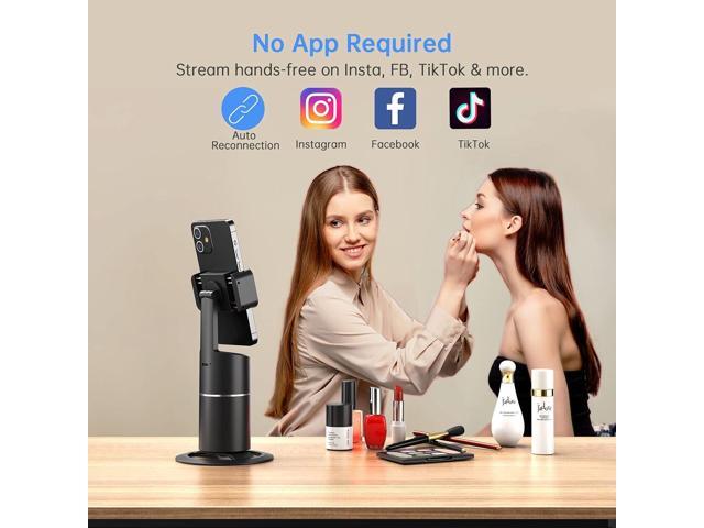 Auto Face Tracking Phone Holder, No App Required, 360° Rotation Face Body Phone Tracking Tripod Smart Shooting Camera Mount for Live Vlog Streaming...