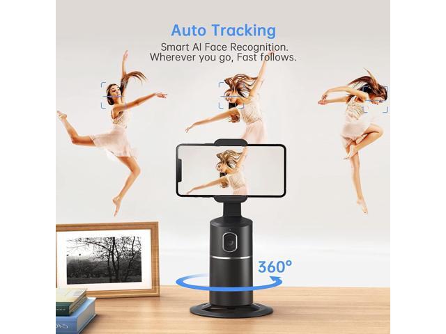 Auto Face Tracking Phone Holder, No App Required, 360° Rotation Face Body Phone Tracking Tripod Smart Shooting Camera Mount for Live Vlog Streaming...