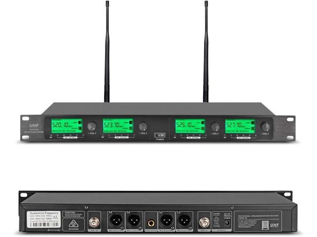 UHF Wireless Microphone System 4 Channel Microphones 4 Handheld DJ Mic System Whole Metal Mic System for Church Speaking Conference Wedding...