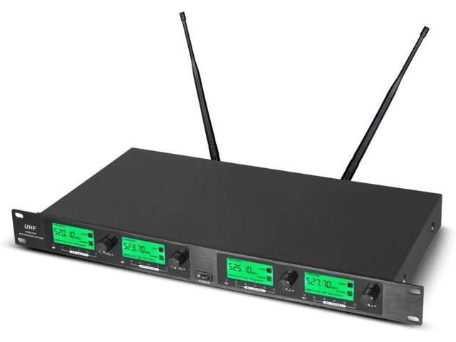 UHF Wireless Microphone System 4 Channel Microphones 4 Handheld DJ Mic System Whole Metal Mic System for Church Speaking Conference Wedding...