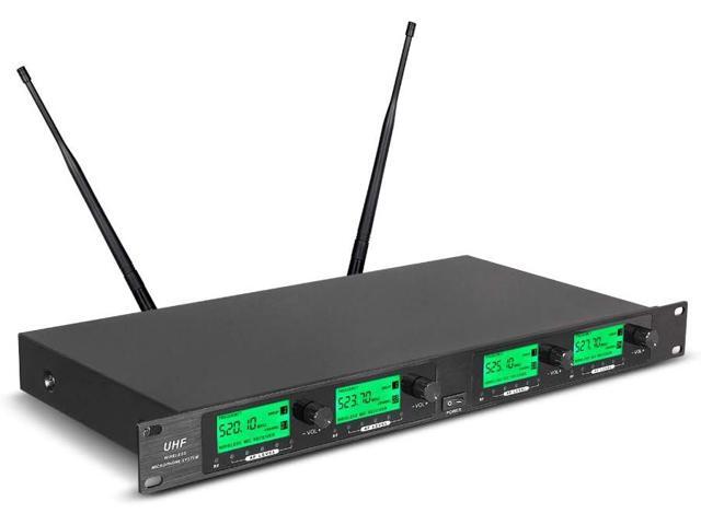 UHF Wireless Microphone System 4 Channel Microphones 4 Handheld DJ Mic System Whole Metal Mic System for Church Speaking Conference Wedding...