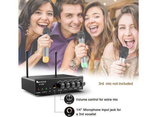 FIFINE UHF Dual Channel Wireless Handheld Microphone, Easy-to-use Karaoke Wireless Microphone System-K036