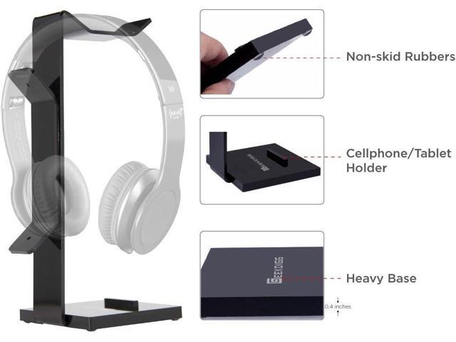 GeekDigg Headphone Stand Gaming Headset Holder for Desk Cable Organizer & Cellphone Stand for All Headphones Size Headphone Holder Set Gaming PC...