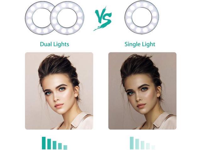 NexiGo 3.5 Inch Dual Selfie Ring Light with Moible Phone & Webcam Holder, 3-Light Modes, 10 Brightness Levels, LED Ringlight with Tripod Stand, for...