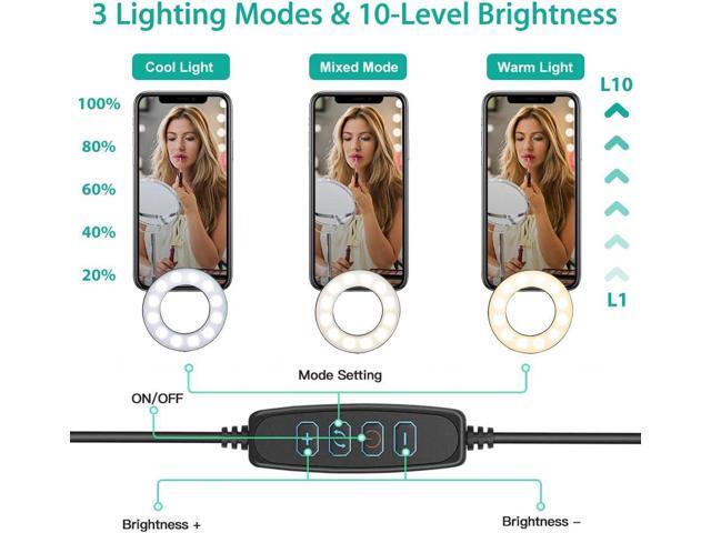 NexiGo 3.5 Inch Dual Selfie Ring Light with Moible Phone & Webcam Holder, 3-Light Modes, 10 Brightness Levels, LED Ringlight with Tripod Stand, for...